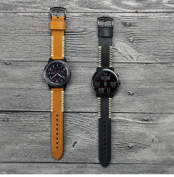 20 mm или 22 mm Ръчно изработени линия Каишка за часовник от Естествена Кожа, каишки за Samsung Gear S3 S2 Classic Sport huawei watch 2 Pro Фран-by