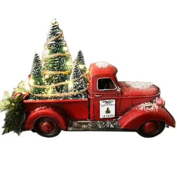 9*17*12 см Реколта Смола Класически Пикап Червен Камион С дървени Ферми Селска Къща Декор Коледна Декорация на Дома