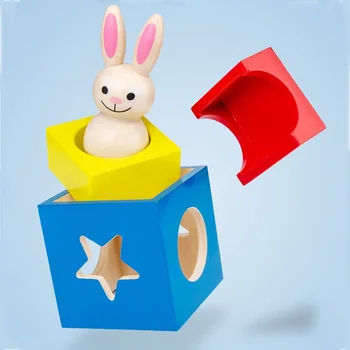 Детски Дървен Пъзел Кутии Заек Вълшебна Кутия за Играчки за Деца Монтаж на Строителни Блокове, Забавни Подаръци За Рожден Ден