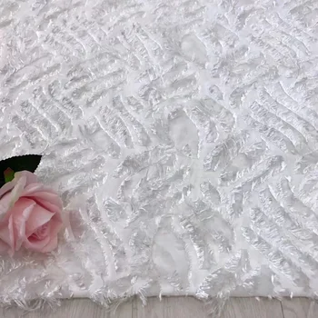 Красиви Кралски Бели Дантелени Тъкани От Френски Тюл 2022, Висококачествено 3D Шифоновая Лейси Кърпа, За Жени, за Сватба 5 ярда/Лот JYN302