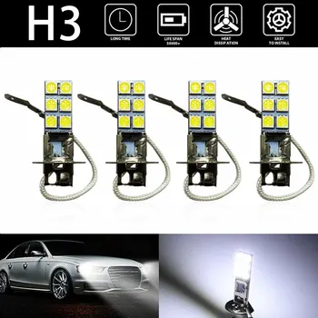 НОВ 2 ЕЛЕМЕНТА H3 Авто LED 55 W 12 led Лампа Фарове 12 В Светлината 6000 До Супер Бял Противотуманный Светлина Супер Ярък Авто Авто Лампа