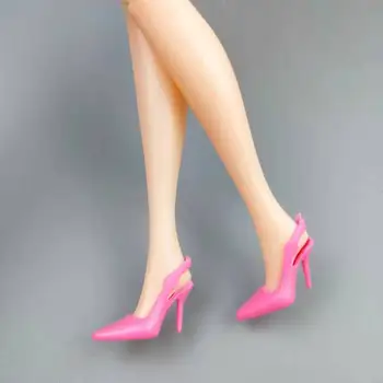 Модни ярко розово, 10 чифта/лот, обувки за кукли на висок ток 11,5 