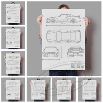 Модулна Супер Автомобил Платно Картина Автомобил Начало Декор Чертеж Снимки Модерен Печатни Патентен Плакат За Хола Стени На Изкуството