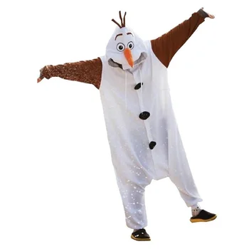Аниме Снежен човек на Олаф Костюм Пижами Cosplay Бял гащеризон За Възрастни Пижами Вечерна Рокля Дрехи