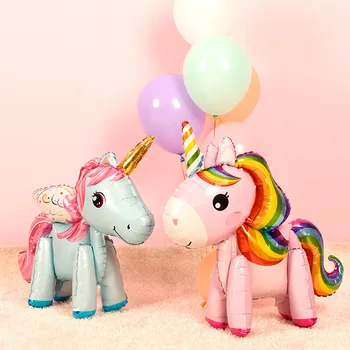 Детски балони с животни, играчка пони, балон от алуминиево фолио, рожден ден, cartoony еднорог, алуминиев балон, украса за рожден ден