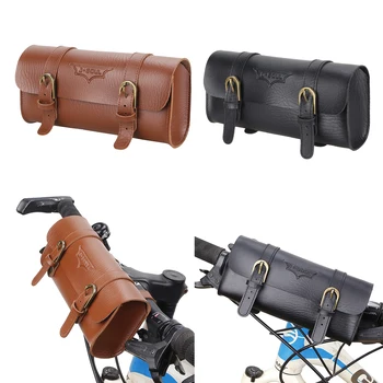 Чанти На Кормилото на Велосипеда Ретро Класически Велосипед ПУ Кожена Чанта За Съхранение на Малки Предмети Мобилен Телефон