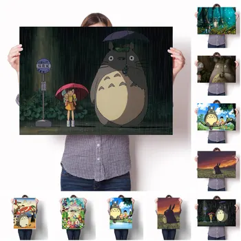 Колекция от Японски Аниме Хаяо Миядзаки Тоторо Ретро Постер За Украса на Хола Бара плакати Детска Стая платно живопис