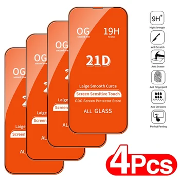 21D Закалено стъкло за iPhone 14 11 13 Pro Max 12 Mini 8 7 Plus Защитно фолио за екран за iPhone 14 PRO XS MAX X XR Пълно защитно стъкло