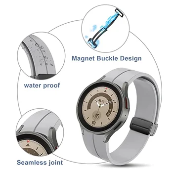 Оригинален Силиконов Ремък за Samsung Watch 5 Pro 45 мм 4/4 класическа 46 мм 42 мм Магнитна Обтегач correa Galaxy Watch 5 44 мм 40 мм каишка