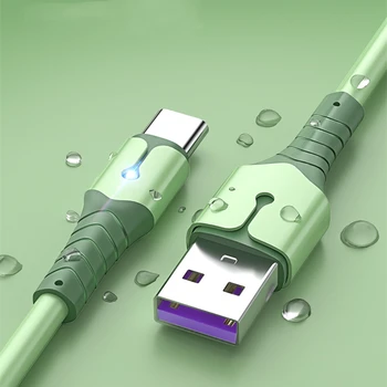 Бързо зареждане на USB Кабел, силиконов, с лек кабел за пренос на данни е подходяща за iphone TYPE-C телефон Xiaomi супер бързо зарядно устройство кабел