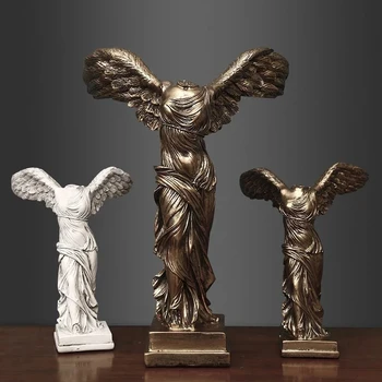 Реколта Абстрактни Статуи На Богинята На Декорации От Смола Декорация На Дома Статуетка На Богинята На Победата Скулптура Крила На Ангел Умален Модел
