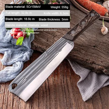 Изкован Брадва Мясницкий Нож Сгъсти Голям Костен Рубящий Нож За Рязане На Дърво Селска Бамбуков Нож За Рязане Бамбук Нож За Рязане Бамбук