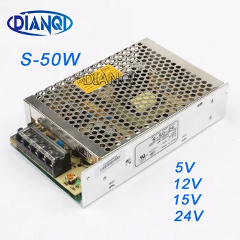 DIANQI 50 W 24 12 5 На захранване на променлив ток в постоянен Източник на захранване ac Преобразувател на ток в постоянен Регулируем изход S-50-24 S-50-12 S-50-15
