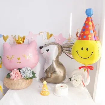 Сладък заек котка гелиевый топка животното парти балон от алуминиево фолио деца честит рожден ден на играчки детски душ вечерни украса
