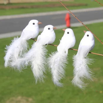 Бяла имитация на птици сватбена украса оформление на мястото на провеждане на подпори перо фалшива птицата гълъб декорация на дома занаяти