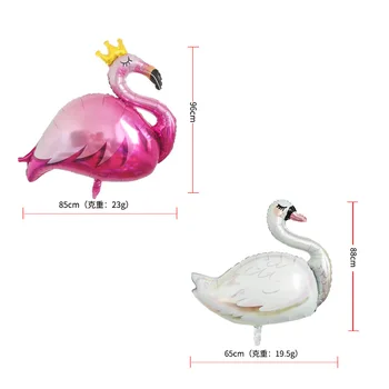 Короната Фламинго Сватбени Бели Лебединые Топки, Украсени С Фольгированными Балони Честит Рожден Ден Украса За Парти