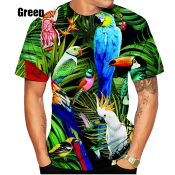 Мъжки/дамски Модни Тениска с Птица, 3D Тениска С Принтом Папагала и Животни, на Новост, Стилна Индивидуалност, Тениска С Къс Ръкав