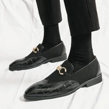 Есенни класически мъжки модел обувки 2022 година, кожени вечерни обувки с остър бомбе, мъжки обувки за сватба, без с ниски обувки, мъжки zapatos hombre vestir