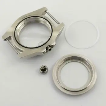 40 мм Сребърен корпус часовник с метална безелем Сапфирен кристал е Подходящ за NH35 NH36, MIYOTA 8205/8215/821A, DG2813 3804, ЕТА Механизъм 2836