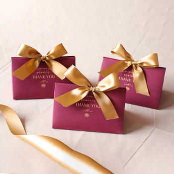 Триъгълник Благодаря Кутия Шоколадови Бонбони Лента Подарък Кутия Опаковка За Душата На Детето Рожден Ден На Коледно Парти Полза Сватбена Украса