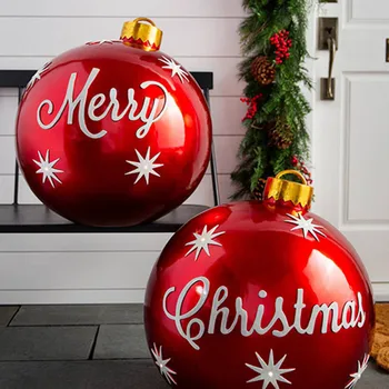 60 СМ Весела Коледа Открит Украсени с Надуваем Балон PVC Гигантски Весели Коледни Топки за Елха Декор Коледна Украса
