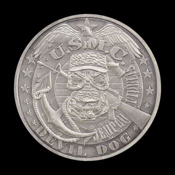 Предизвикателството на Корпуса на морската пехота на САЩ Монета Semper Fidelis Възпоменателна Монета Череп Снайперист сребърно покритие Сувенирни Монети