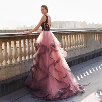 Вечерна рокля на принцеса LOUJO с V-образно деколте и прозрачни елече, украсен с блестящи мъниста и нежна флорална дантела, черно 2022