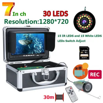 Видеорекордер Рыболокатор Подводна Риболовна Камера HD 1280*720 экран15 бр. Бели светодиоди + 15 бр. IR СВЕТОДИОДЫ1080Р Място За Риболов 16 GB Recod