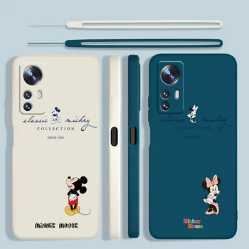 Disney Minnie Mickey Love Калъф За Телефон Xiaomi Mi 12X12 11T 11i 11 10T 10i 10 Pro Lite Ultra Течна Въже Основно Задната част на Кутията