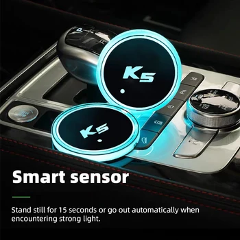 Светлинен Кола за Чаши Вода 7 Цветни USB Зарядни Автомобилни Led Атмосферни Лампи За Киа K5 Optima Автоаксесоари