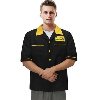 Служители III Cosplay тениска Топ Данте Черен Цвят Служители 3 Мини-маркета Униформи Quickstop хранителни Стоки за Възрастни