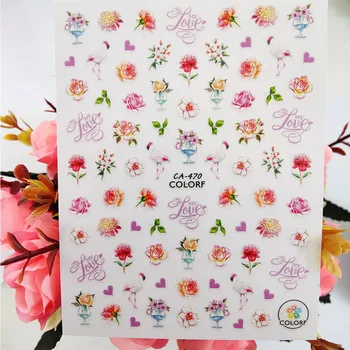 Розови Цветя Стикер за Нокти Изкуство 3D Моите Любовни Писма Стикери за Нокти Decoraciones Дизайнерски Стикери от Фолио Аксесоари за Маникюр
