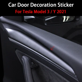 2 бр. рамка, която да Тампон за Tesla, Модел 3 Модел Y Предната Вътрешна Подплата, изработени от Въглеродни Влакна ABS Хастар Декоративни Стикер Модификация 2021