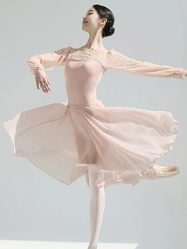 Балетен тренировъчен костюм танцов костюм спортен костюм газова полата на жена възрастен основен тренировъчен боди балетна пола, чорапогащник