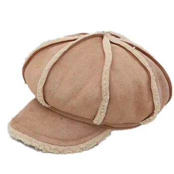 дамски шапки модерна шапка вестникарче, дамски осмоъгълна шапка, замшевый необходимо дамска зимна шапка с козирка, топла шапка от изкуствена кожа M107