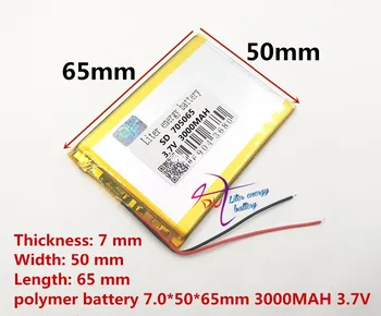 3,7 В полимерна литиева батерия 705065 3000 mah мобилна мощност на Tablet PC GPS навигация