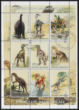 Пощенска марка от Мадагаскар, 1999 година, Марка динозавър, Марка на животното, Събиране на марки, Сувенири лист