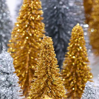 5шт 3,5 см-23,5 см Мини-Коледно Дърво, Златисто-Зелен Малка Борова Елха От Сизал, Поставен в Настолни Коледни Орнаменти за Коледното парти