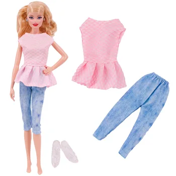 Облекло за кукли Барби, 1 комплект, Новата Модерна риза/яке + панталон, Подходящ За Кукли 11,8 инча, Ежедневни Облекла, Безплатна обувки, подарък за Момичета