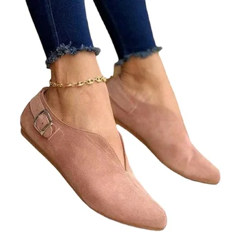 Дамски лоферы, велурени обувки на плоска подметка с остри пръсти в ретро стил, 2021 г., Лятна Ежедневни обувки без закопчалка, дамски обувки, Zapatos Mujer, големи Размери 35-43