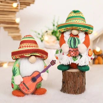 Мексикански Фестивал Украса Джудже На Джудже Кукла, Плюшено Мече Плюшено Джудже Безлични Кукла Мексикански Ден Вечерни Декор, Декорации На Подаръци